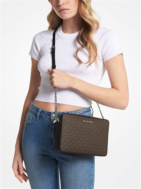 michael kors large jet set crossbody dark dune|Jet Set Large Signature Logo Convertible Crossbody .